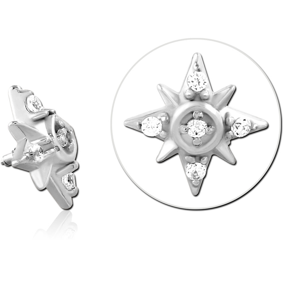 SURGICAL STEEL JEWELED MICRO ATTACHMENT FOR 1.2MM INTERNALLY THREADED PINS