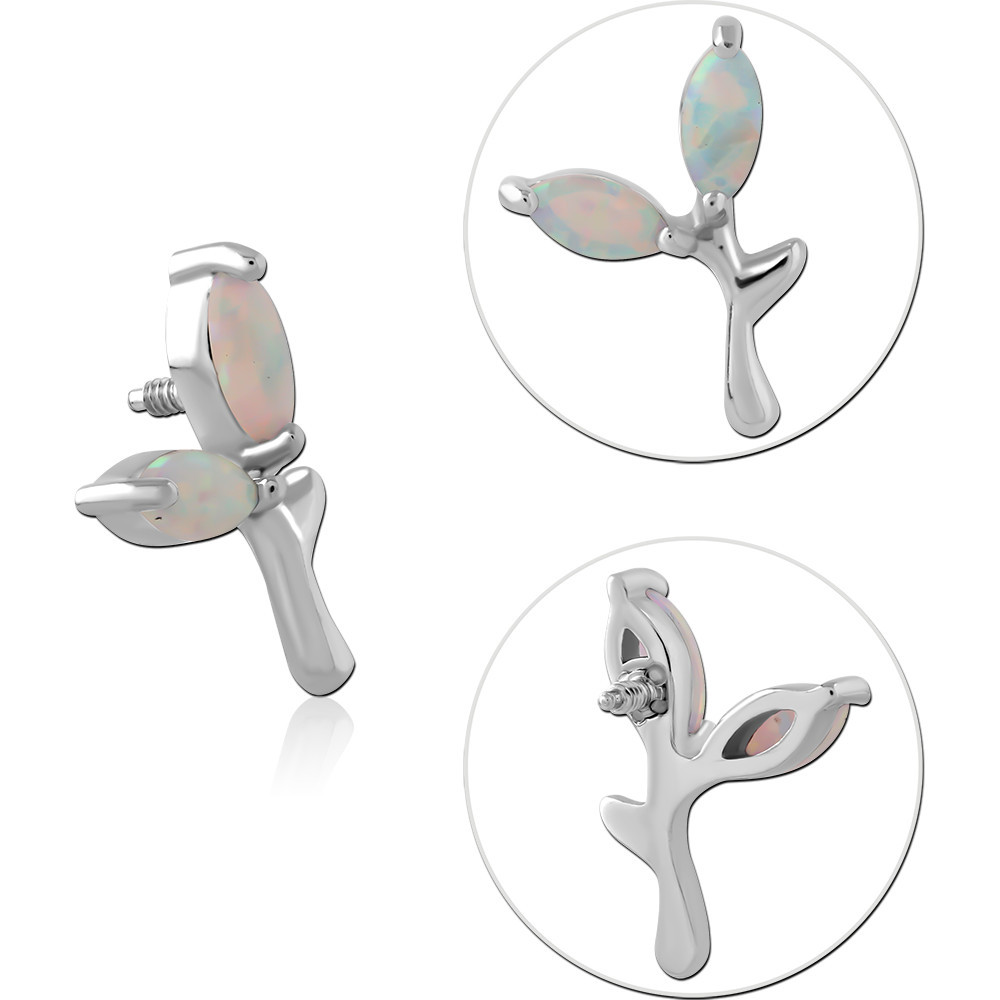 SURGICAL STEEL SYNTHETIC OPAL JEWELED MICRO ATTACHMENT FOR 1.2MM INTERNALLY THREADED PINS