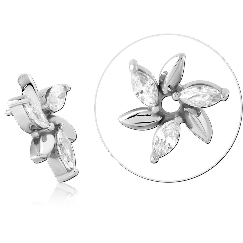 SURGICAL STEEL JEWELED MICRO ATTACHMENT FOR 1.2MM INTERNALLY THREADED PINS