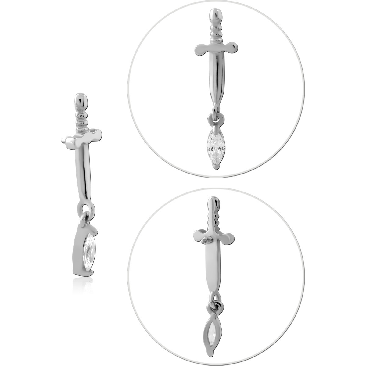 SURGICAL STEEL JEWELED MICRO ATTACHMENT FOR 1.2MM INTERNALLY THREADED PINS