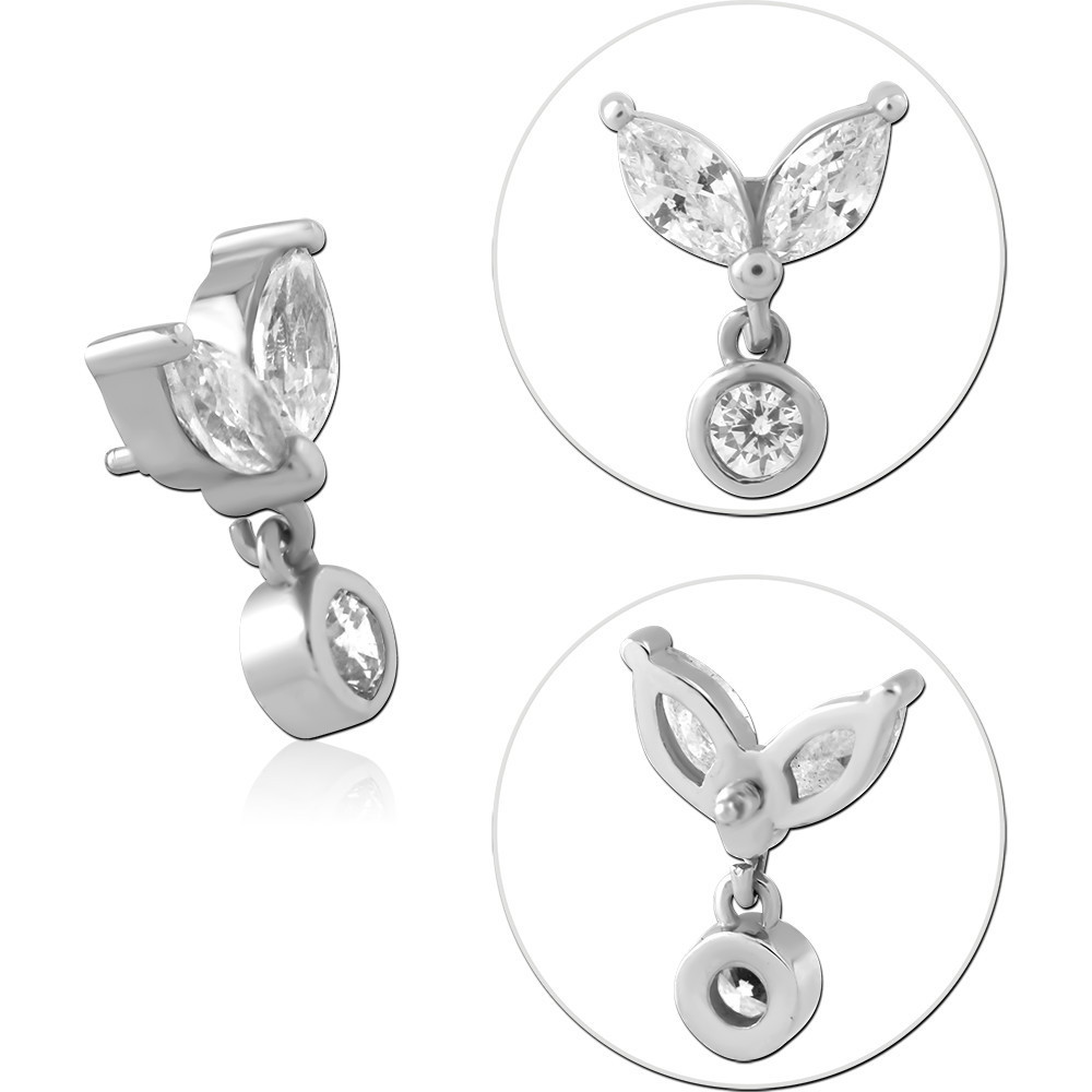 SURGICAL STEEL JEWELED MICRO ATTACHMENT FOR 1.2MM INTERNALLY THREADED PINS