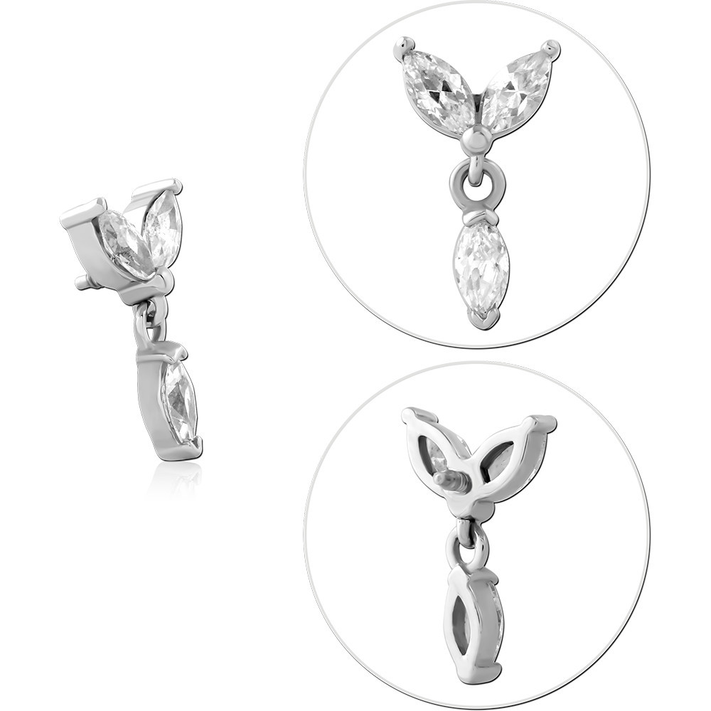 SURGICAL STEEL JEWELED MICRO ATTACHMENT FOR 1.2MM INTERNALLY THREADED PINS