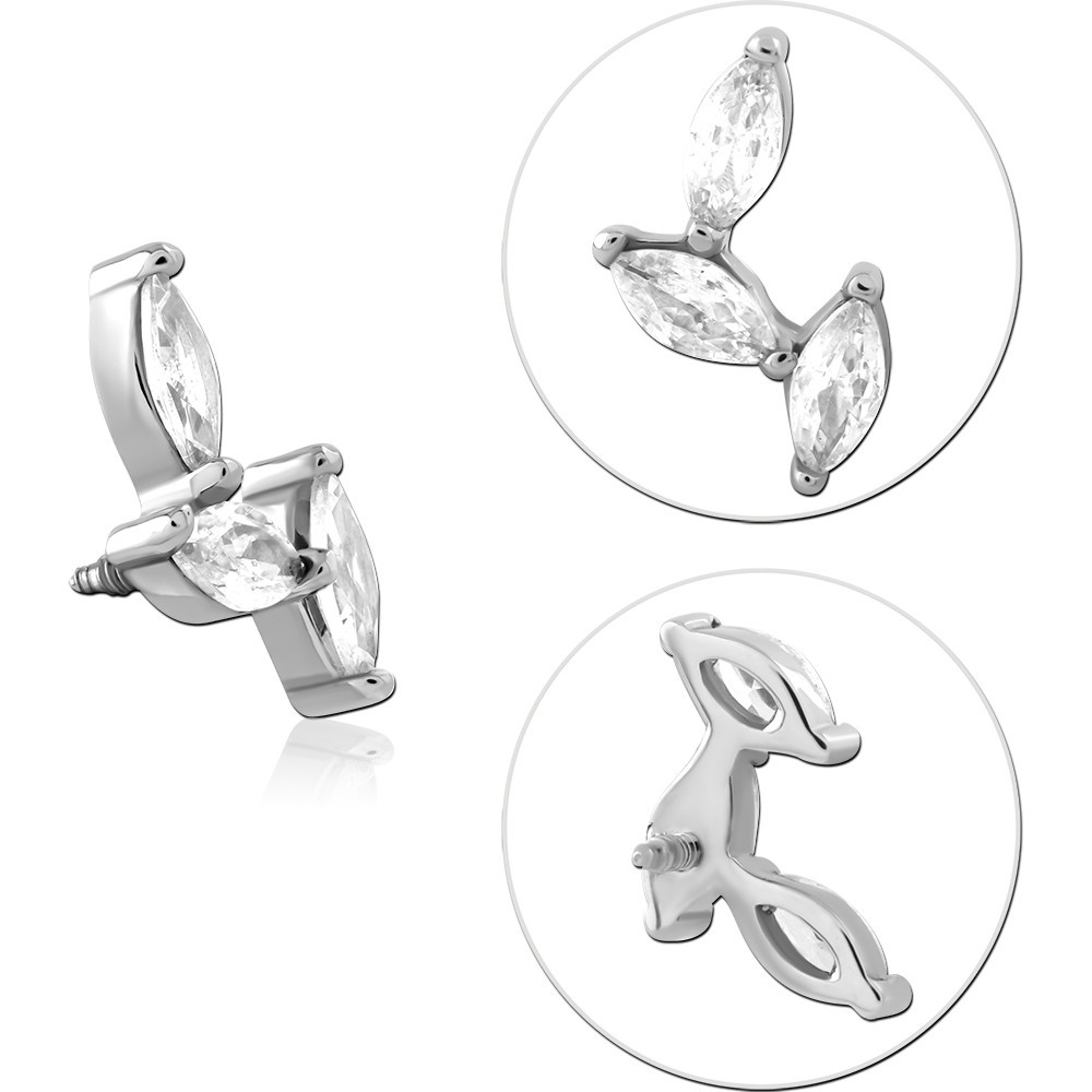 SURGICAL STEEL JEWELED MICRO ATTACHMENT FOR 1.2MM INTERNALLY THREADED PINS