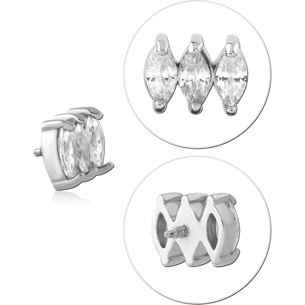 SURGICAL STEEL JEWELED MICRO ATTACHMENT FOR 1.2MM INTERNALLY THREADED PINS
