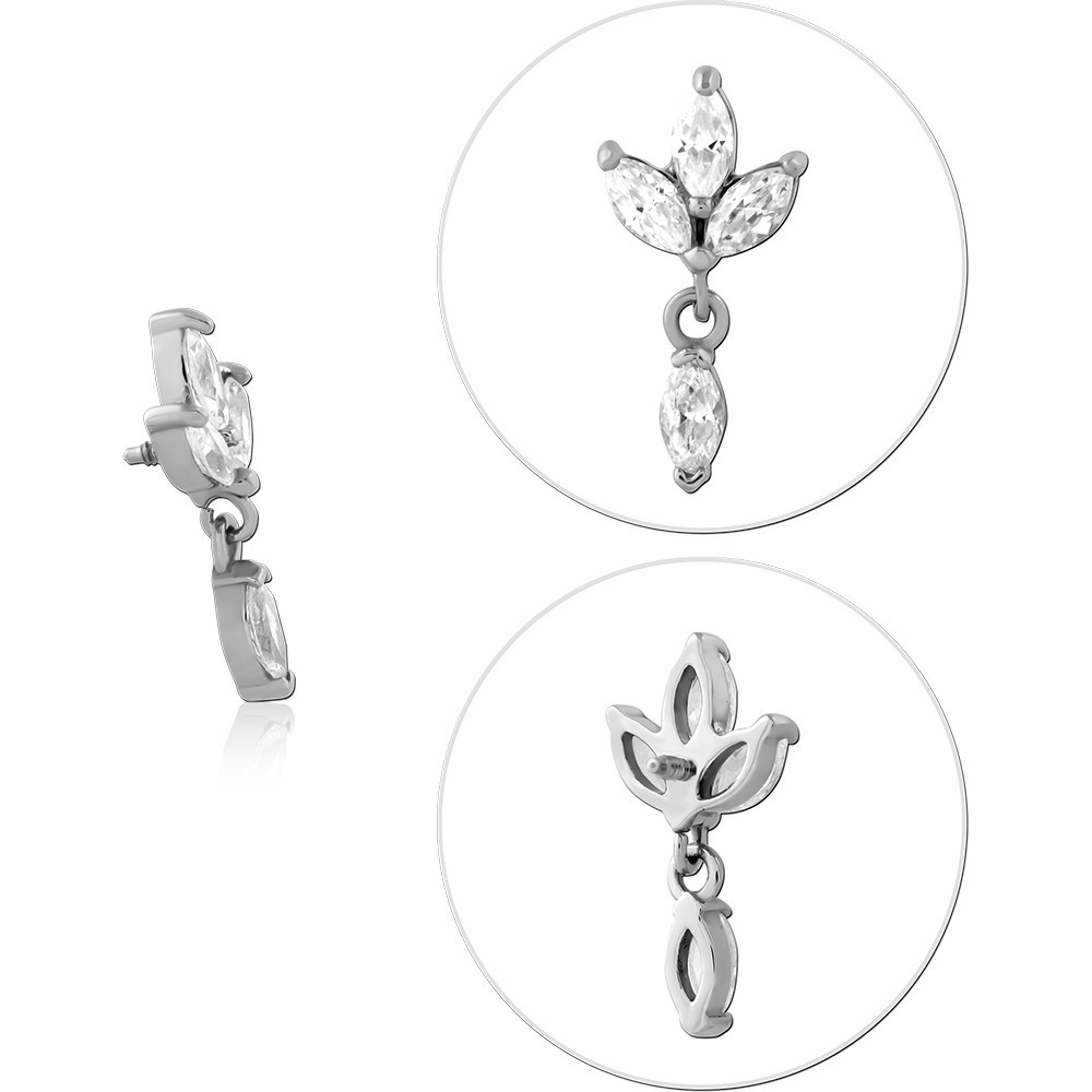 SURGICAL STEEL JEWELED MICRO ATTACHMENT FOR 1.2MM INTERNALLY THREADED PINS