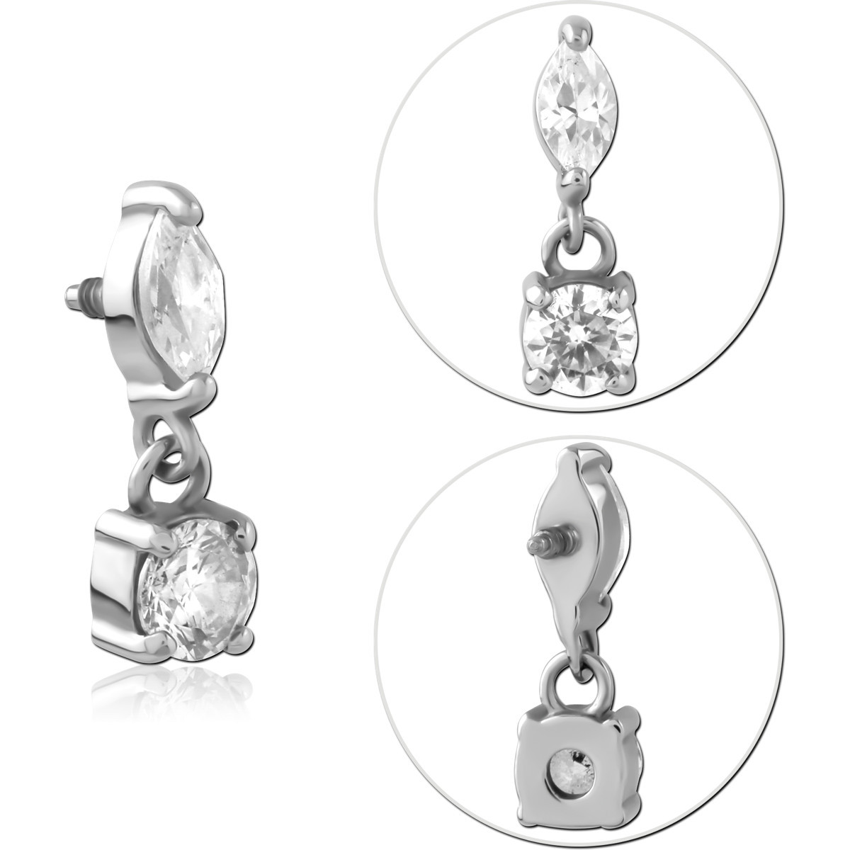SURGICAL STEEL JEWELLED MICRO ATTACHMENT FOR 1.2MM INTERNALLY THREADED PINS
