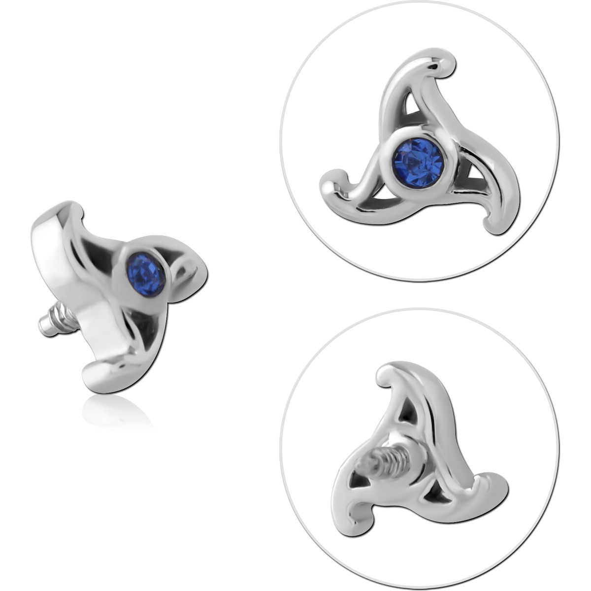SURGICAL STEEL JEWELED MICRO ATTACHMENT FOR 1.2MM INTERNALLY THREADED PINS