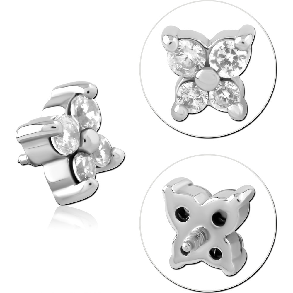 SURGICAL STEEL JEWELED MICRO ATTACHMENT FOR 1.2MM INTERNALLY THREADED PINS