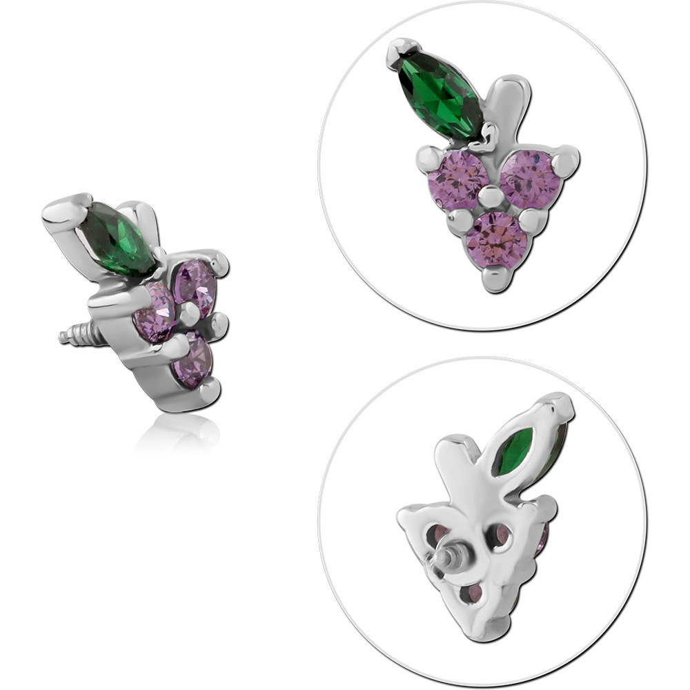 SURGICAL STEEL JEWELED MICRO ATTACHMENT FOR 1.2MM INTERNALLY THREADED PINS