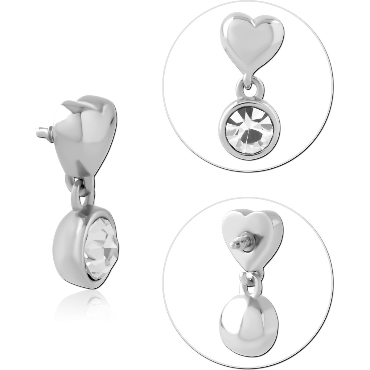 SURGICAL STEEL JEWELED MICRO ATTACHMENT FOR 1.2MM INTERNALLY THREADED PINS