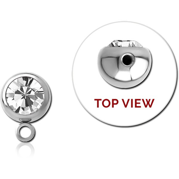SURGICAL STEEL SIDE THREADED SWAROVSKI CRYSTAL JEWELLED BALL WITH HOOP