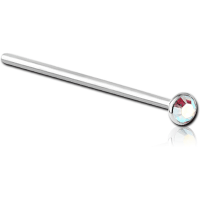 SURGICAL STEEL SWAROVSKI CRYSTAL JEWELLED STRAIGHT NOSE STUD 15MM