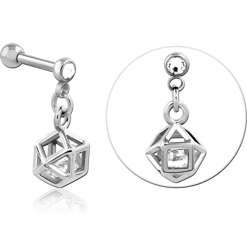 SURGICAL STEEL JEWELLED MICRO BARBELL WITH CHARM