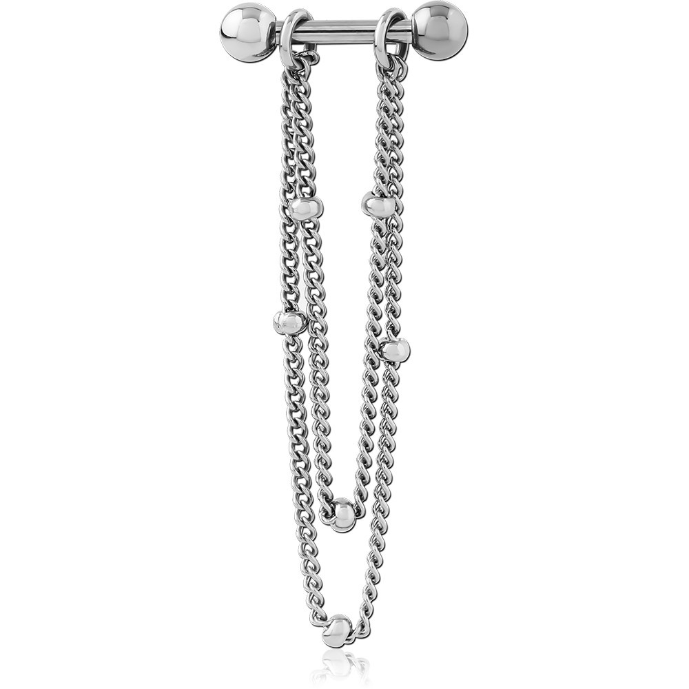 SURGICAL STEEL MICRO BARBELL WITH CHAIN