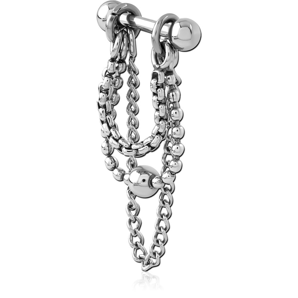 SURGICAL STEEL MICRO BARBELL WITH CHAIN