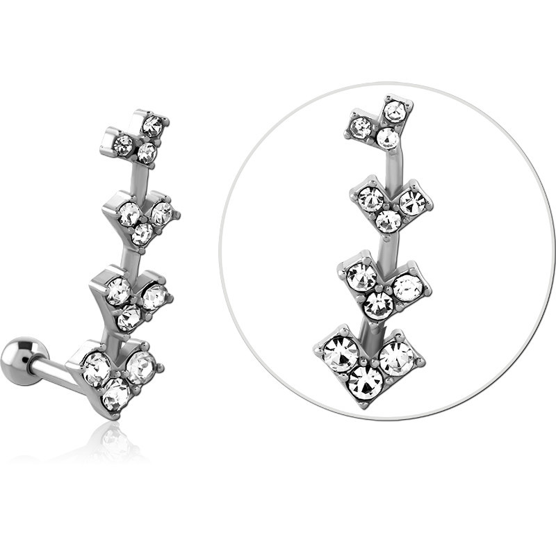 SURGICAL STEEL JEWELED TRAGUS MICRO BARBELL