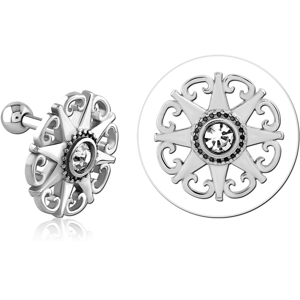 SURGICAL STEEL JEWELLED TRAGUS MICRO BARBELL