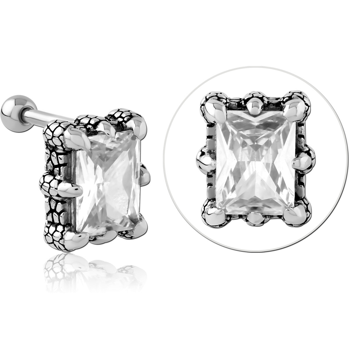 SURGICAL STEEL JEWELLED TRAGUS MICRO BARBELL - EAGLE CLAW