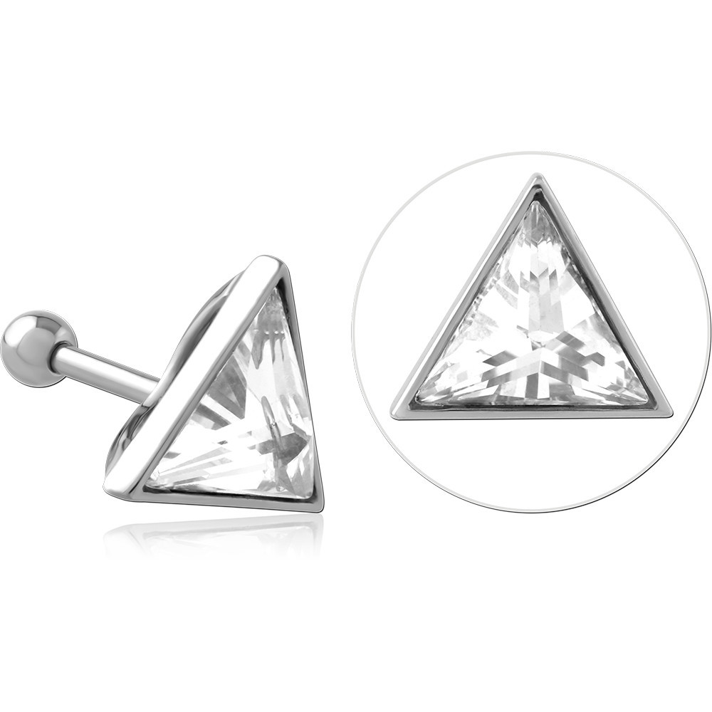 SURGICAL STEEL JEWELED TRAGUS MICRO BARBELL - TRIANGLE