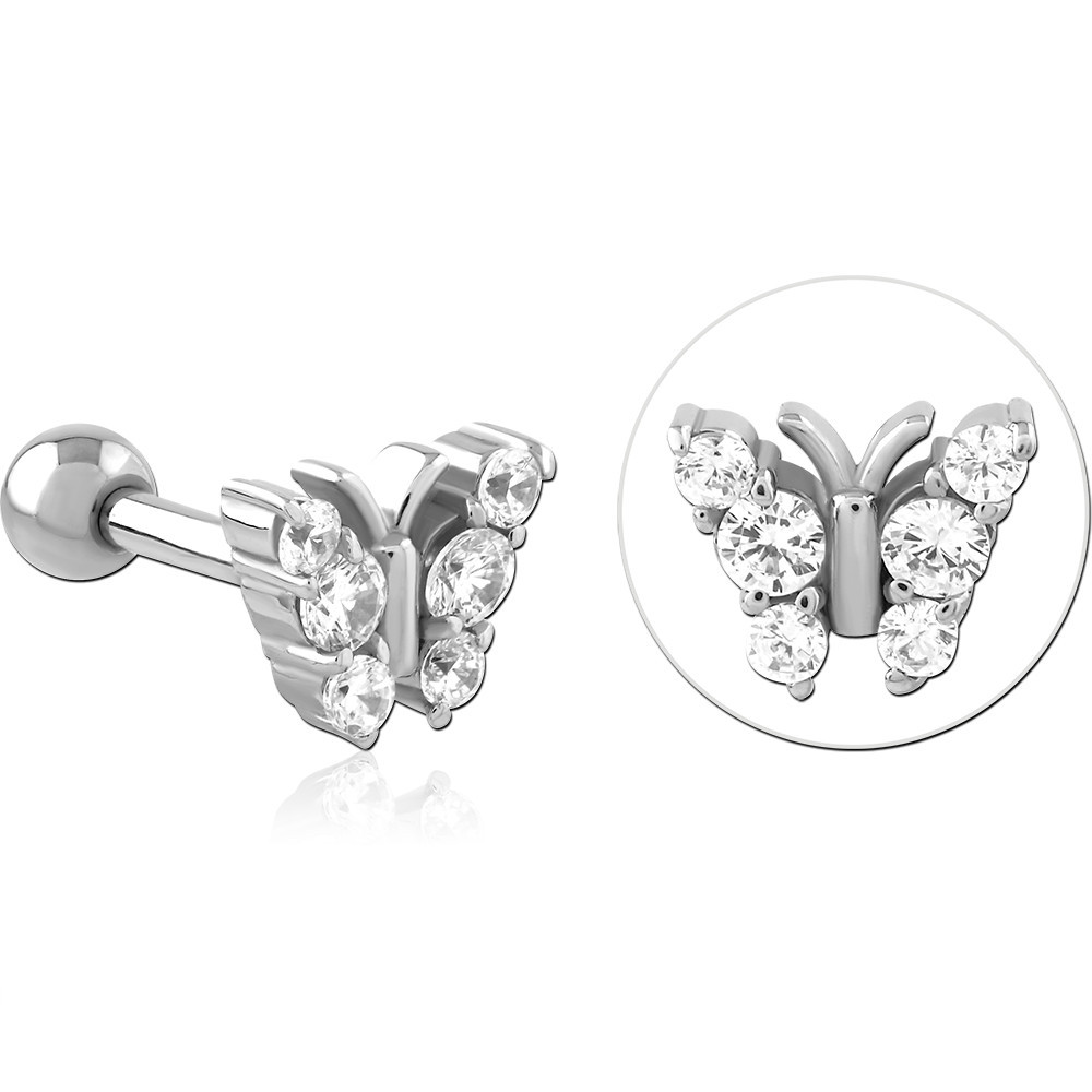 SURGICAL STEEL JEWELLED TRAGUS MICRO BARBELL