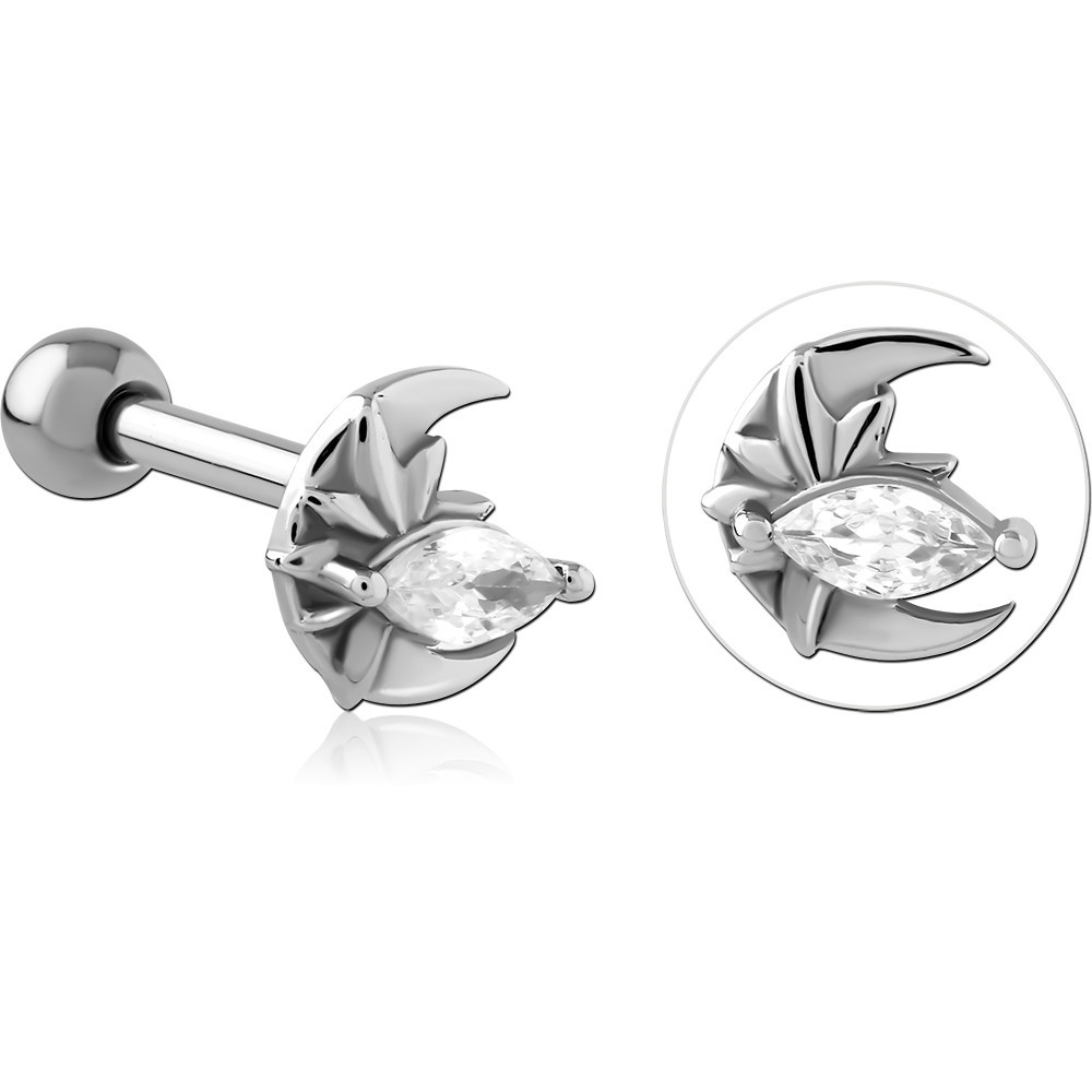 SURGICAL STEEL JEWELLED TRAGUS MICRO BARBELL