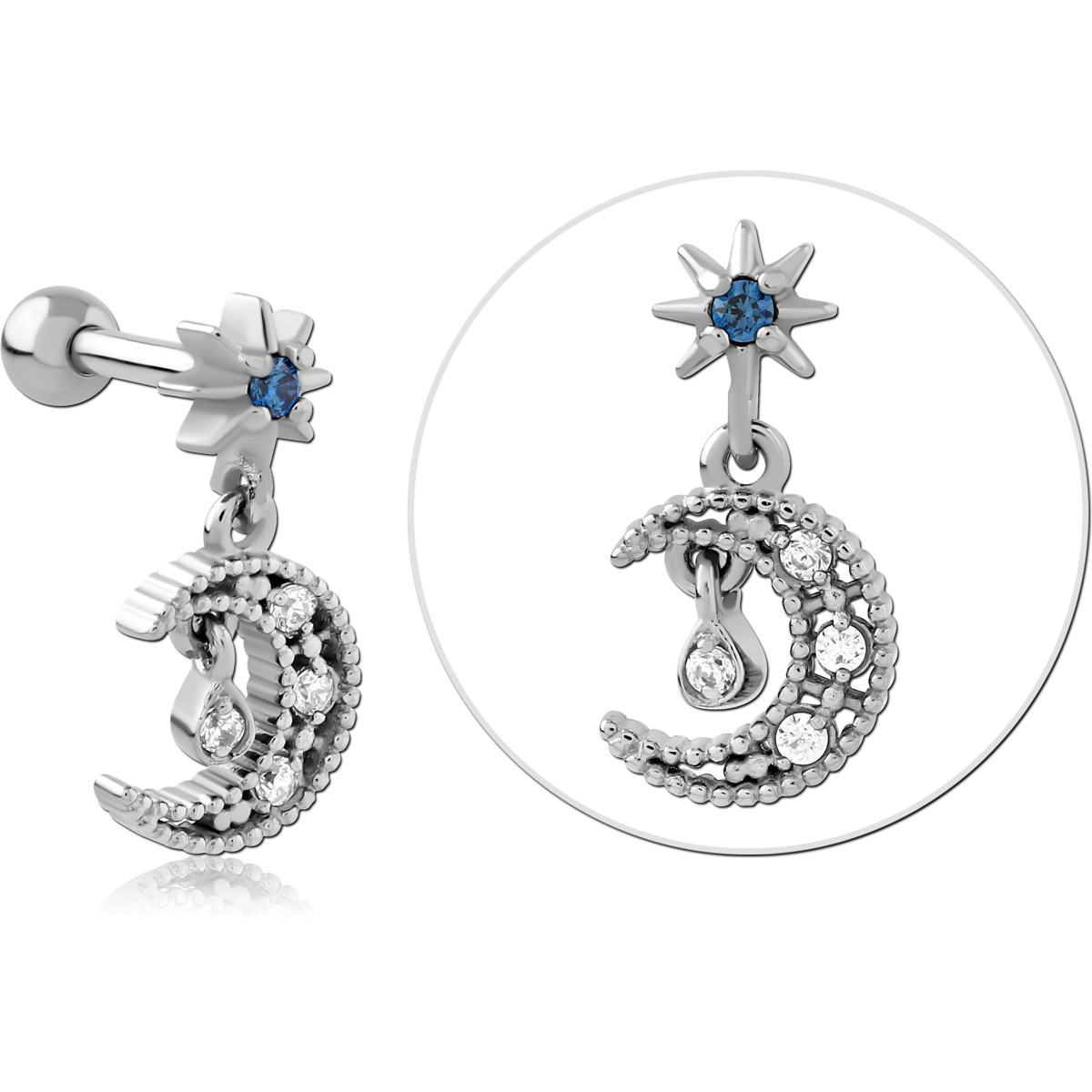 SURGICAL STEEL JEWELLED TRAGUS MICRO BARBELL WITH ENAMEL