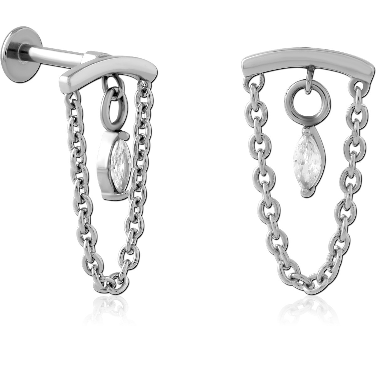 SURGICAL STEEL MICRO LABRET WITH JEWELLED ATTACHMENT
