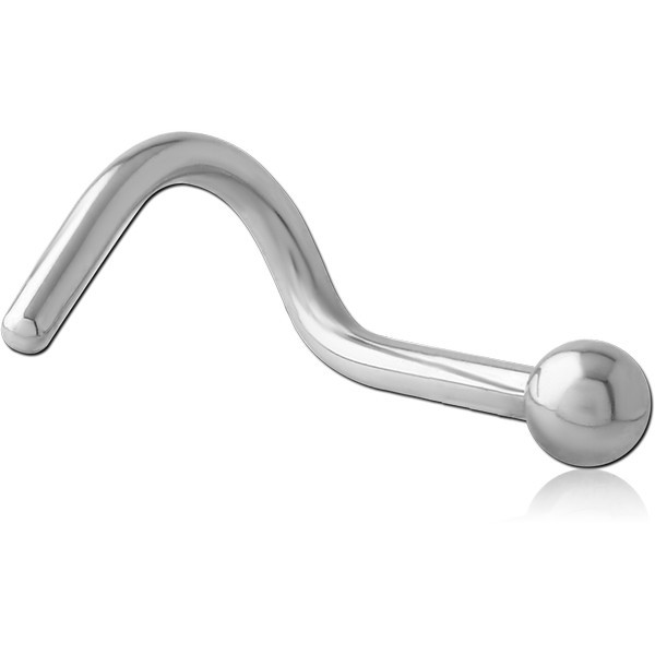 SURGICAL STEEL 1.2MM THREADING CURVED NOSE STUD WITH BALL