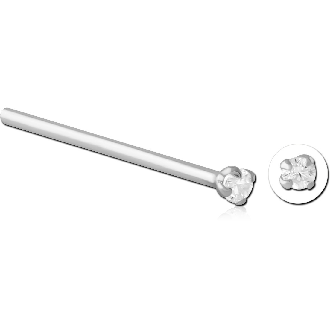 STERLING SILVER 925 JEWELED STRAIGHT NOSE STUDS PRONG SET 1.5MM