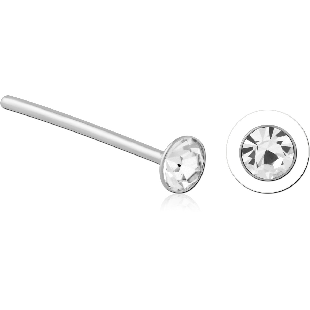 STERLING SILVER 925 JEWELED STRAIGHT NOSE STUDS 1.5 MM