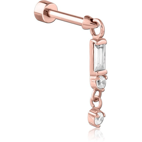 ROSE GOLD PVD COATED SURGICAL STEEL JEWELLED TRAGUS MICRO BARBELL