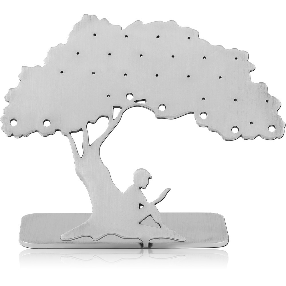 SURGICAL STEEL MATT FINISH COMBO DISPLAY HOLE 1.8 MM FOR CLICKERS AND HOLE 0.6 MM FOR THREADLESS TOPS WITH SILICONE SLEEVE-TREE-MAN UNDER THE TREE