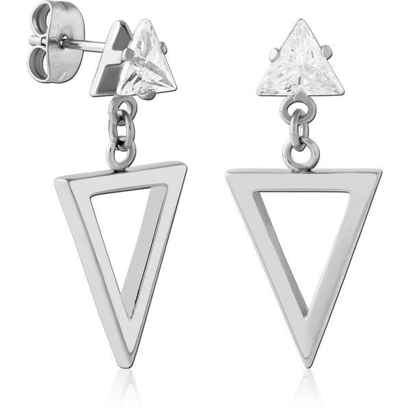 SURGICAL STEEL JEWELLED CHAIN EAR STUDS PAIR