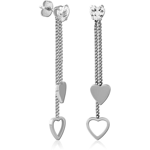 SURGICAL STEEL JEWELLED CHAIN EAR STUDS PAIR