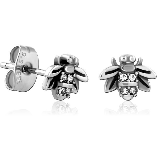 SURGICAL STEEL JEWELLED EAR STUDS PAIR