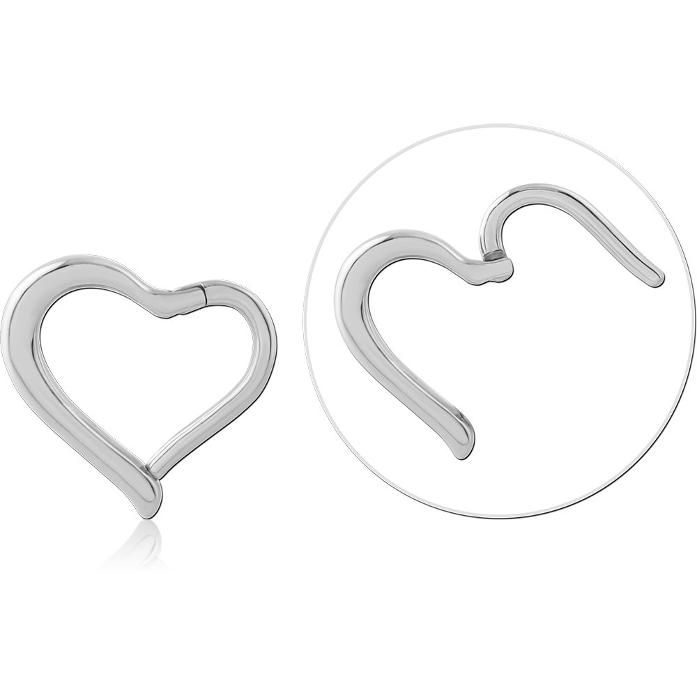 316L SURGICAL STEEL HINGED SEGMENT RING HEART SHAPE