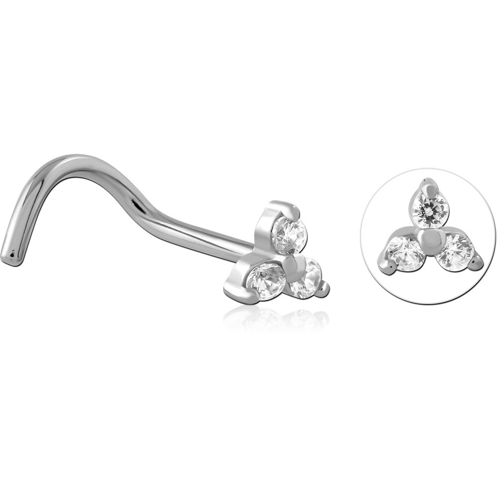 SURGICAL STEEL JEWELED CURVED NOSE STUD