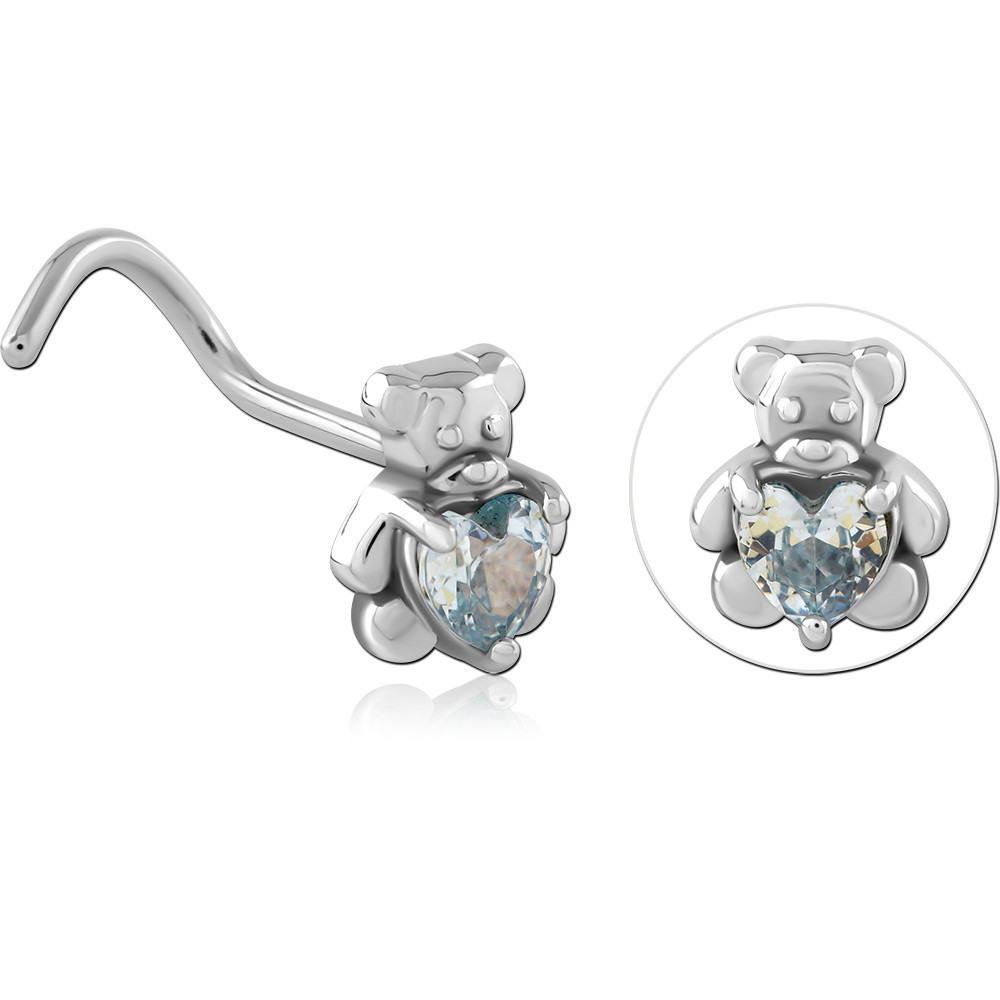 SURGICAL STEEL CURVED JEWELLED NOSE STUD