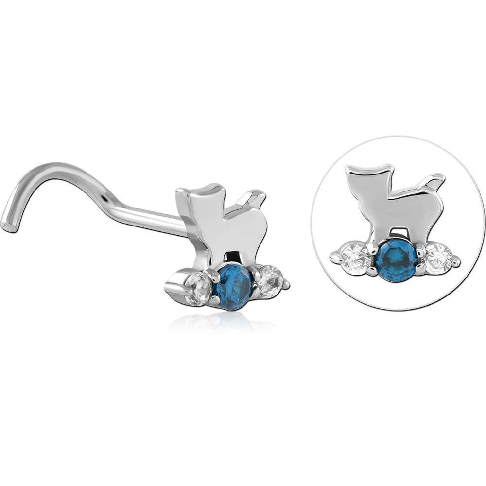 SURGICAL STEEL CURVED JEWELLED NOSE STUD