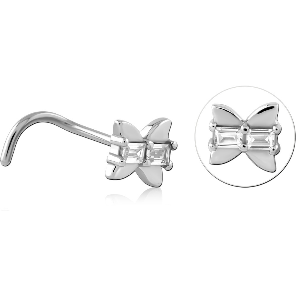SURGICAL STEEL CURVED JEWELLED NOSE STUD