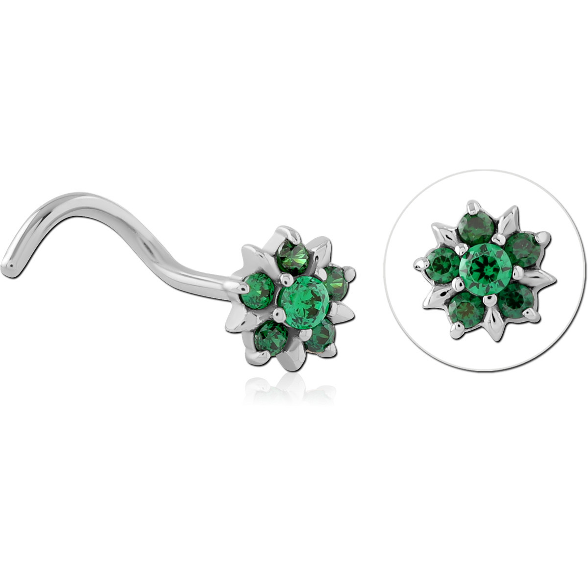 SURGICAL STEEL CURVED JEWELED NOSE STUD