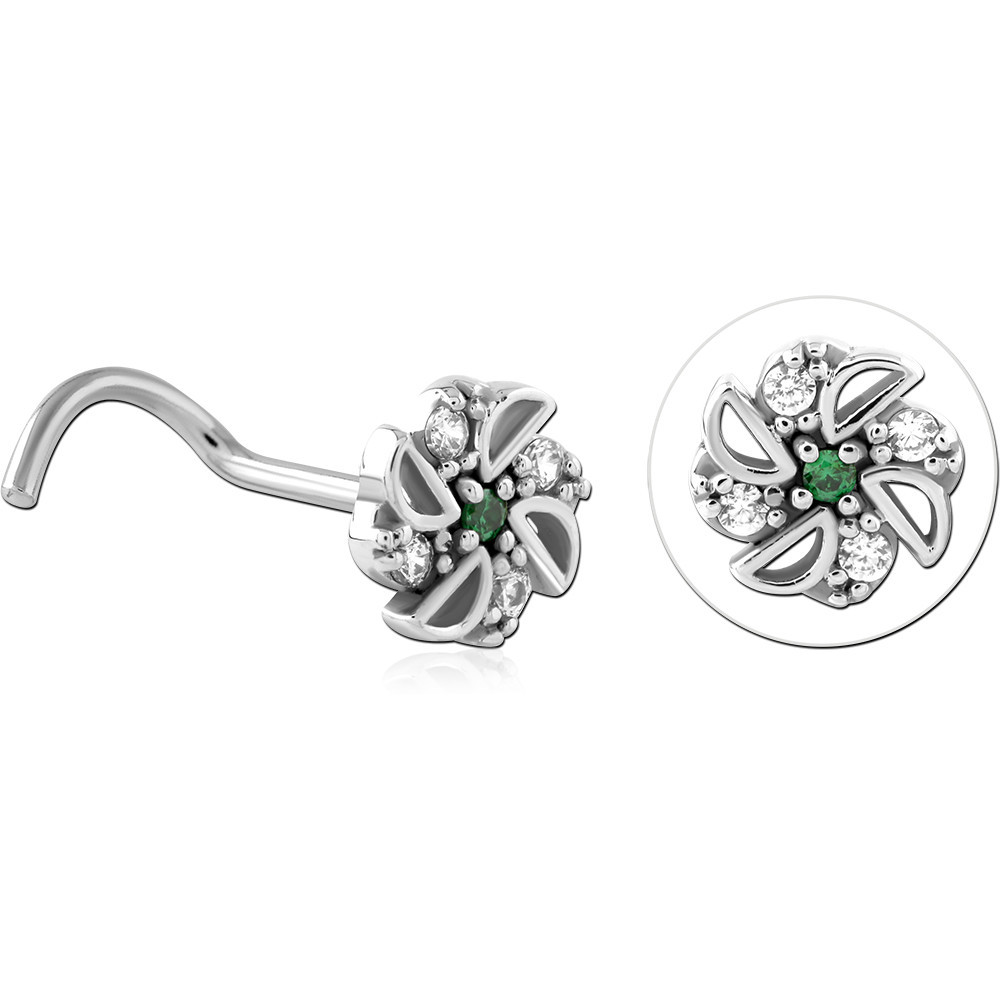 SURGICAL STEEL CURVED JEWELED NOSE STUD