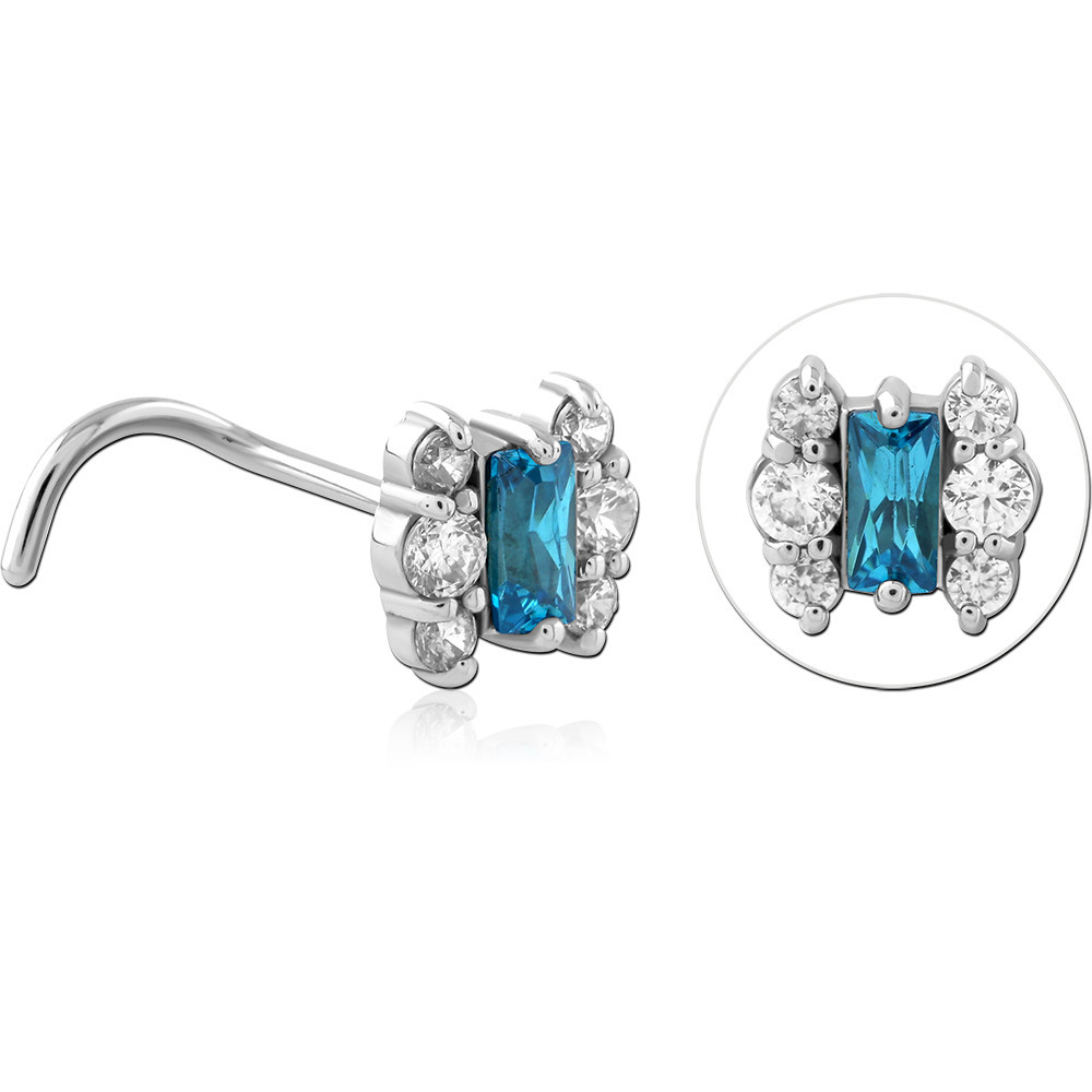 SURGICAL STEEL CURVED JEWELLED NOSE STUD