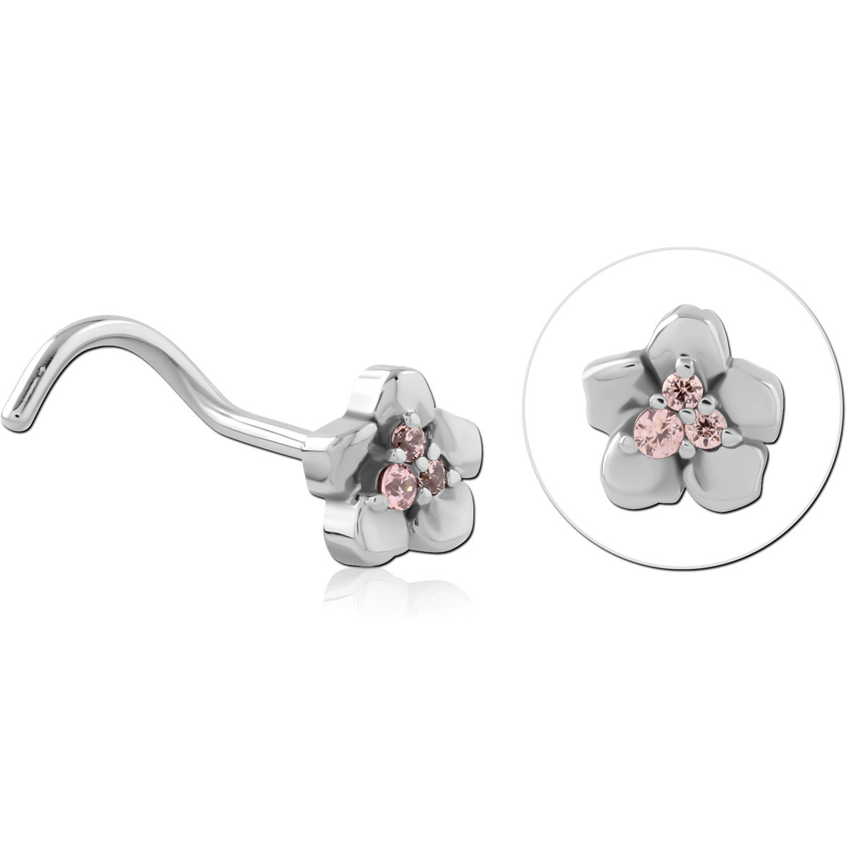 SURGICAL STEEL CURVED JEWELLED NOSE STUD