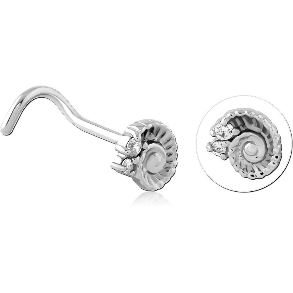 SURGICAL STEEL CURVED JEWELLED NOSE STUD