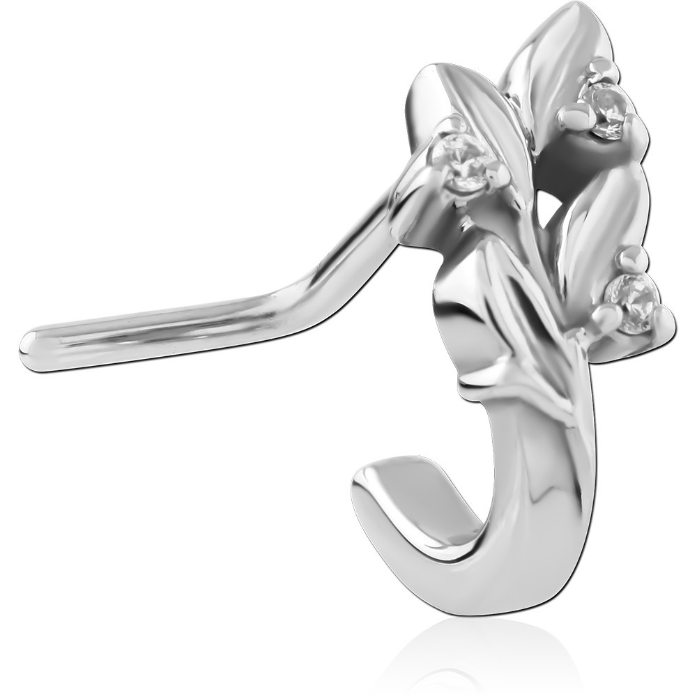 SURGICAL STEEL 90 DEGREE JEWELED WRAP AROUND NOSE STUD