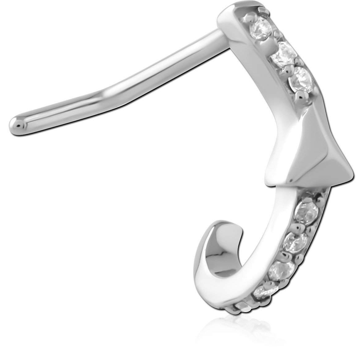 SURGICAL STEEL 90 DEGREE JEWELLED WRAP AROUND NOSE STUD
