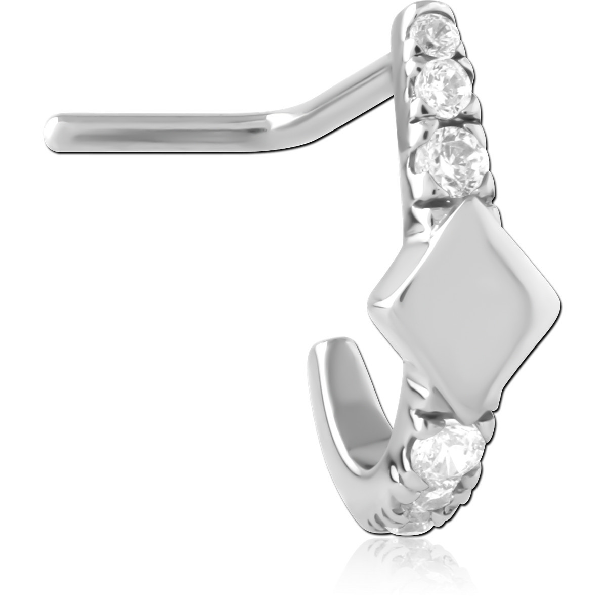 SURGICAL STEEL 90 DEGREE JEWELED WRAP AROUND NOSE STUD