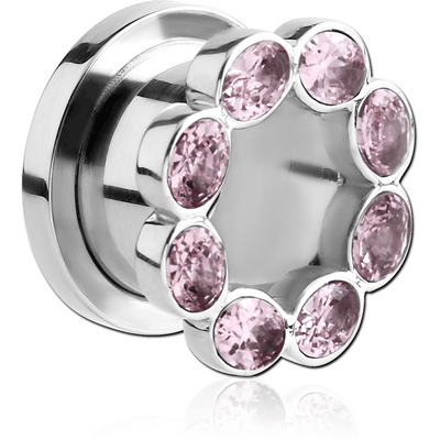 SURGICAL STEEL JEWELLED THREADED TUNNEL