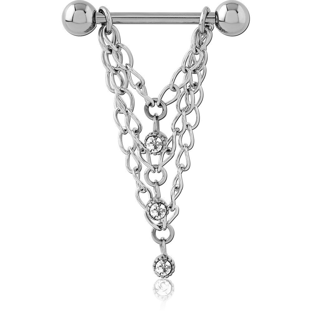 SURGICAL STEEL CHAIN JEWELLED NIPPLE SHIELD